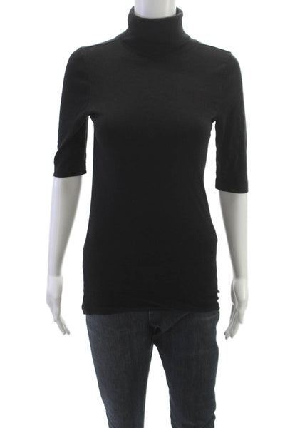 Michael Stars Womens Black Supima Cotton Turtleneck Tee 3/4 Sleeve Size One