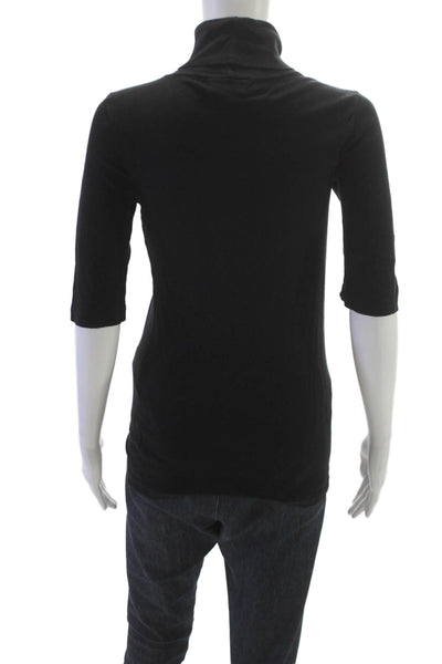Michael Stars Womens Black Supima Cotton Turtleneck Tee 3/4 Sleeve Size One