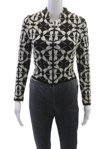 Angela Missoni Women Basic Jacket Black Geometric Viscose Zip Size S