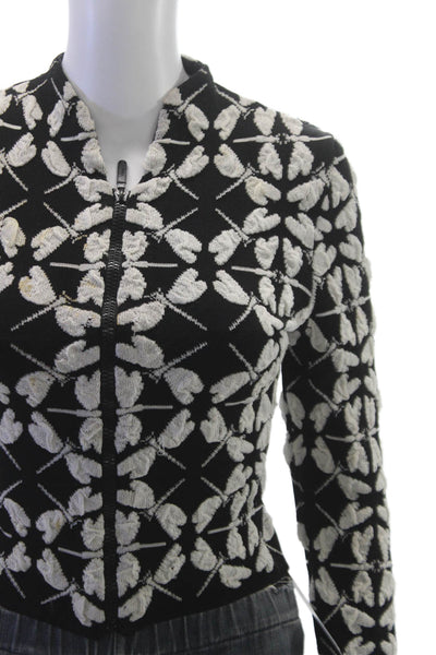 Angela Missoni Women Basic Jacket Black Geometric Viscose Zip Size S