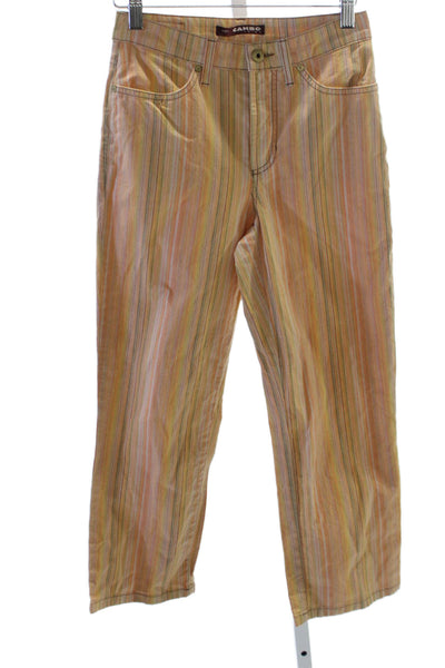 Cambio Womens Straight Striped Multicolor Cotton Blend Jeans Button Size 4