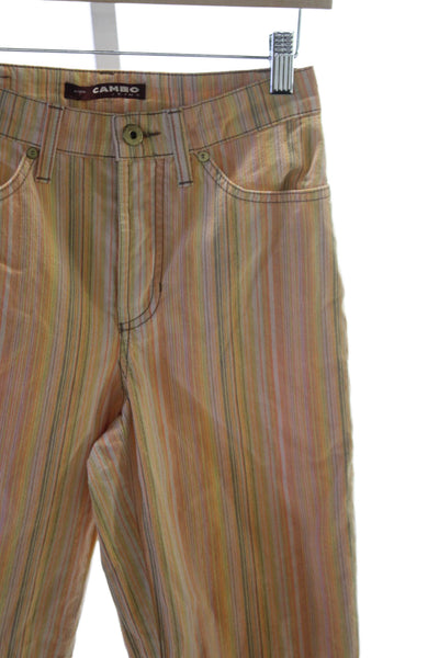 Cambio Womens Straight Striped Multicolor Cotton Blend Jeans Button Size 4