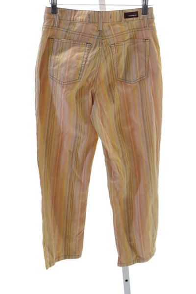 Cambio Womens Straight Striped Multicolor Cotton Blend Jeans Button Size 4