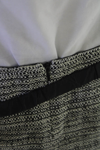 S Max Mara Women Black Wool A-Line Skirt Zip Knee Length Abstract Size 6