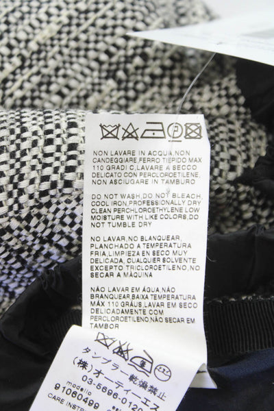 S Max Mara Women Black Wool A-Line Skirt Zip Knee Length Abstract Size 6