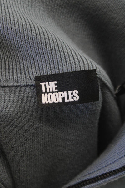 The Kooples Mens Blue Wool Collared Solid Long Sleeve Pullover Size L