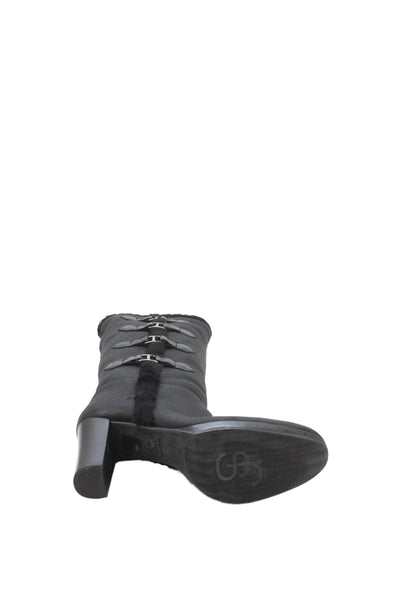Sergio Rossi Womens Shearling Silver Tone Knee High Boots Black Size 40 10