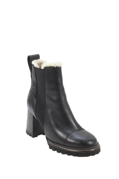 See by Chloe Womens Leather Stretch Inset Ankle Boots Black Size 39 9