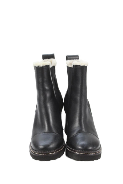 See by Chloe Womens Leather Stretch Inset Ankle Boots Black Size 39 9