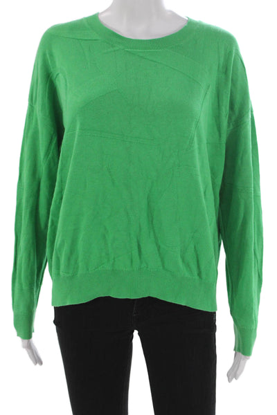 Calvin Klein Women Pullover Crew Neck Long Sleeve Green Cotton Viscose Size L