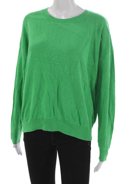 Calvin Klein Women Pullover Crew Neck Long Sleeve Green Cotton Viscose Size L