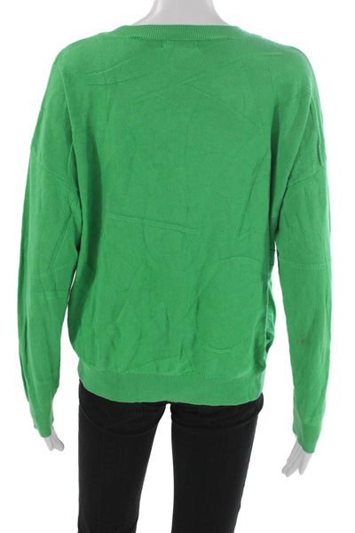 Calvin Klein Women Pullover Crew Neck Long Sleeve Green Cotton Viscose Size L