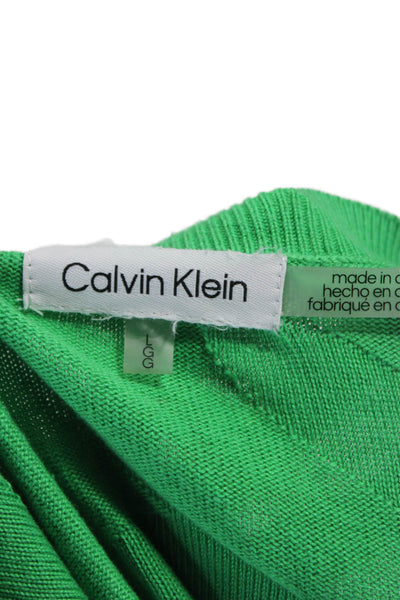 Calvin Klein Women Pullover Crew Neck Long Sleeve Green Cotton Viscose Size L