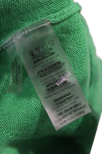 Calvin Klein Women Pullover Crew Neck Long Sleeve Green Cotton Viscose Size L