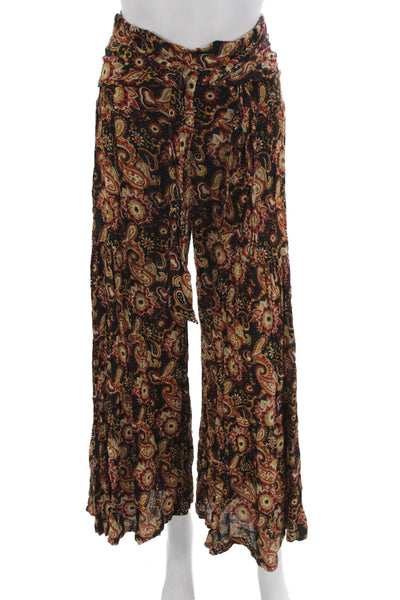 FP One by Free People Women Bohemian Paisley Rayon Tie Waist Pants Size XS