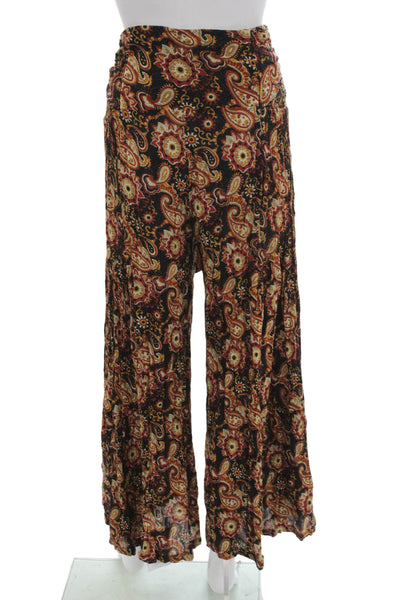 FP One by Free People Women Bohemian Paisley Rayon Tie Waist Pants Size XS