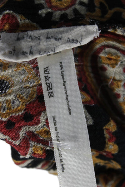 FP One by Free People Women Bohemian Paisley Rayon Tie Waist Pants Size XS