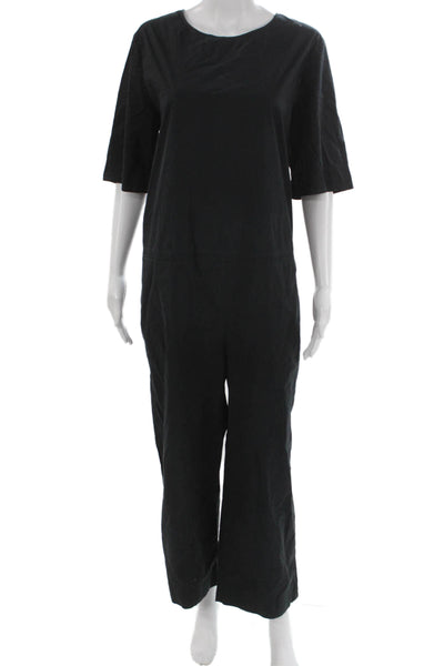 COS Womens Jumpsuit Black Short Sleeve Zip Round Neck Size 42