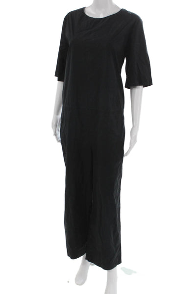 COS Womens Jumpsuit Black Short Sleeve Zip Round Neck Size 42
