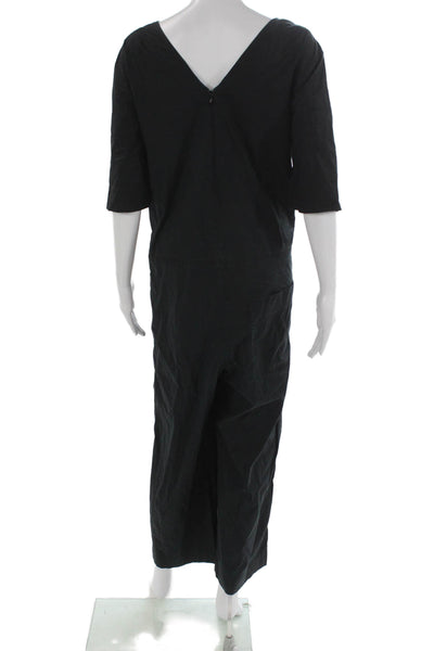 COS Womens Jumpsuit Black Short Sleeve Zip Round Neck Size 42