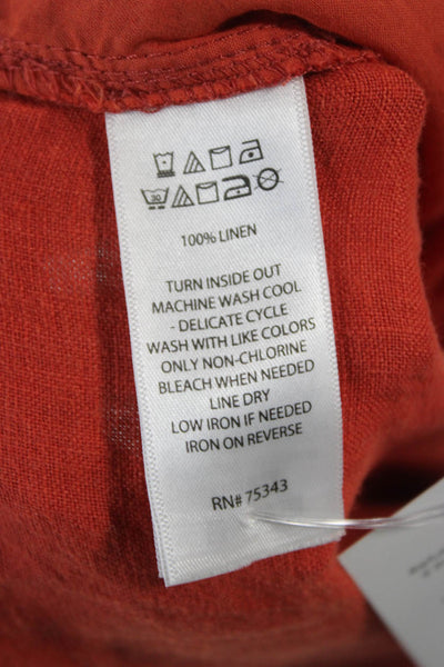 Tahari Womens Cropped Linen Pants Orange Pull On Size S