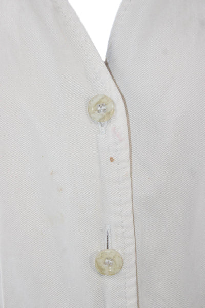 Zara Womens Shirt Dress Beige V Neck Short Sleeve Button Lyocell Size S