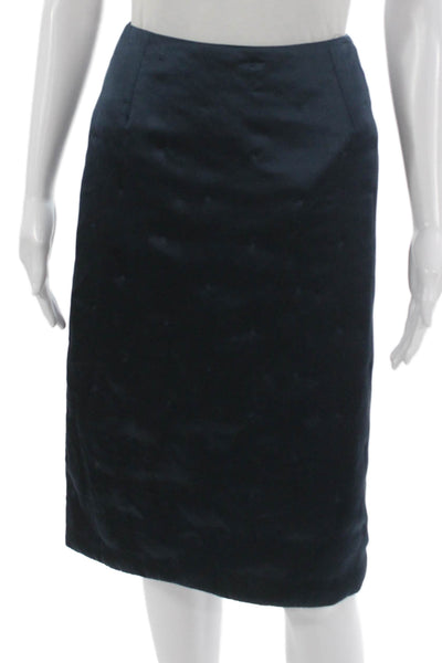Toteme Womens Blue Silk Straight Pencil Knee Length Skirt Zip Size 34