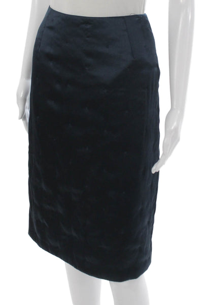 Toteme Womens Blue Silk Straight Pencil Knee Length Skirt Zip Size 34