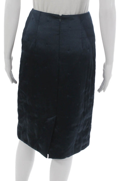 Toteme Womens Blue Silk Straight Pencil Knee Length Skirt Zip Size 34