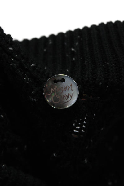 Margaret OLeary Womens Cardigan Black V Neck Cotton Size XS