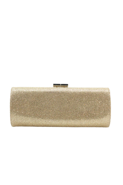 Jimmy Choo Womens Metallic Structured Clutch Gold