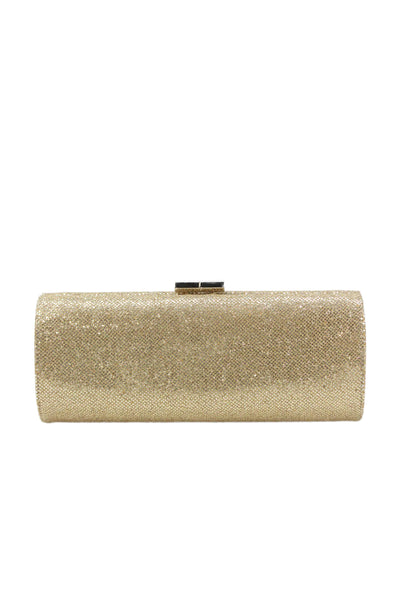 Jimmy Choo Womens Metallic Structured Clutch Gold