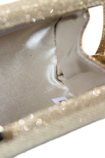 Jimmy Choo Womens Metallic Structured Clutch Gold
