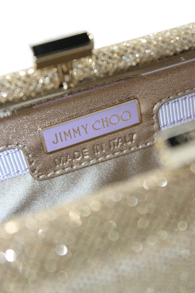 Jimmy Choo Womens Metallic Structured Clutch Gold