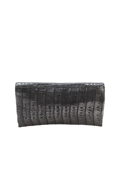 Nancy Gonzalez Womens Metallic Envelope Clutch Black