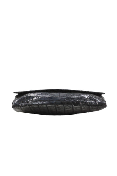 Nancy Gonzalez Womens Metallic Envelope Clutch Black