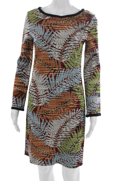 Missoni Womens Shift Dress Multicolor Boat Neck Long Sleeve Short Size 40