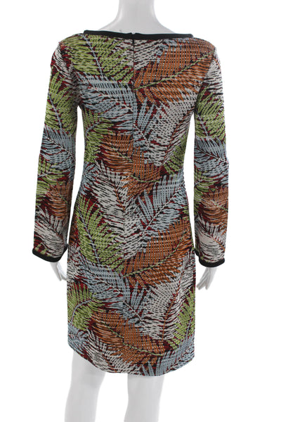 Missoni Womens Shift Dress Multicolor Boat Neck Long Sleeve Short Size 40