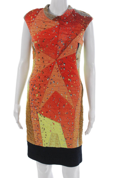 Akris Punto Womens Sheath Dress Multicolor Mock Neck Sleeveless Zip Size 4
