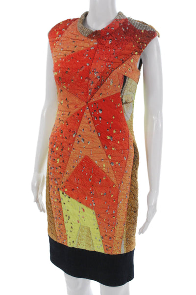 Akris Punto Womens Sheath Dress Multicolor Mock Neck Sleeveless Zip Size 4