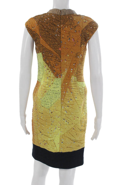 Akris Punto Womens Sheath Dress Multicolor Mock Neck Sleeveless Zip Size 4