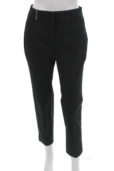 Peserico Women Ankle Pants Black Cotton Blend Zip Size 40