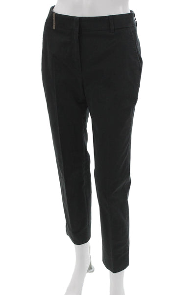 Peserico Women Ankle Pants Black Cotton Blend Zip Size 40