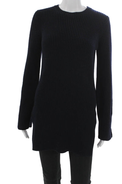 The Row Womens Blue Tunic Sweater 100% Virgin Wool Crewneck Long Sleeve Size XS