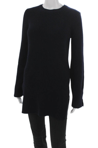 The Row Womens Blue Tunic Sweater 100% Virgin Wool Crewneck Long Sleeve Size XS