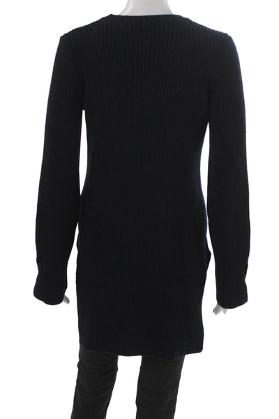 The Row Womens Blue Tunic Sweater 100% Virgin Wool Crewneck Long Sleeve Size XS