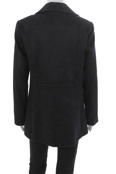 Saint James Womens Pea Coat Blue Wool Button Long Sleeve Size S