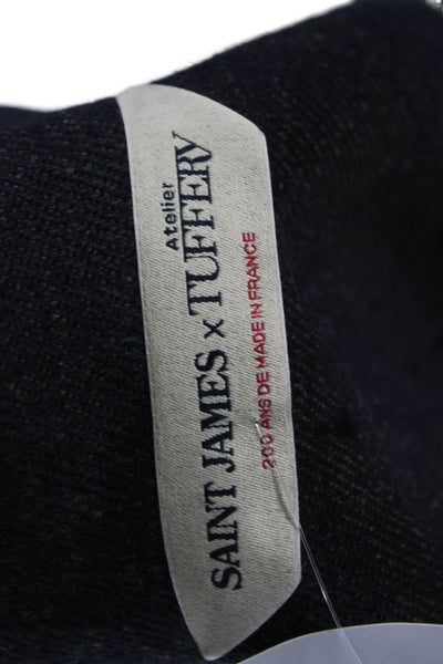 Saint James Womens Pea Coat Blue Wool Button Long Sleeve Size S