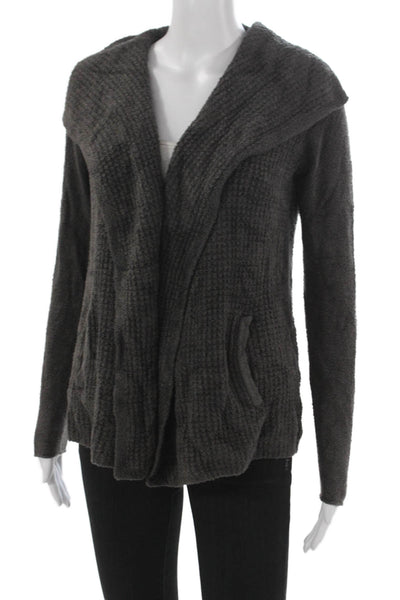 Barefoot Dreams Womens Gray V Neck Cardigan Nylon Long Sleeve Size S