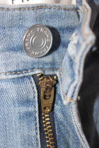 Frame Womens Wide Leg Jeans Blue Cotton Mid Rise Inseam 31 Size 25